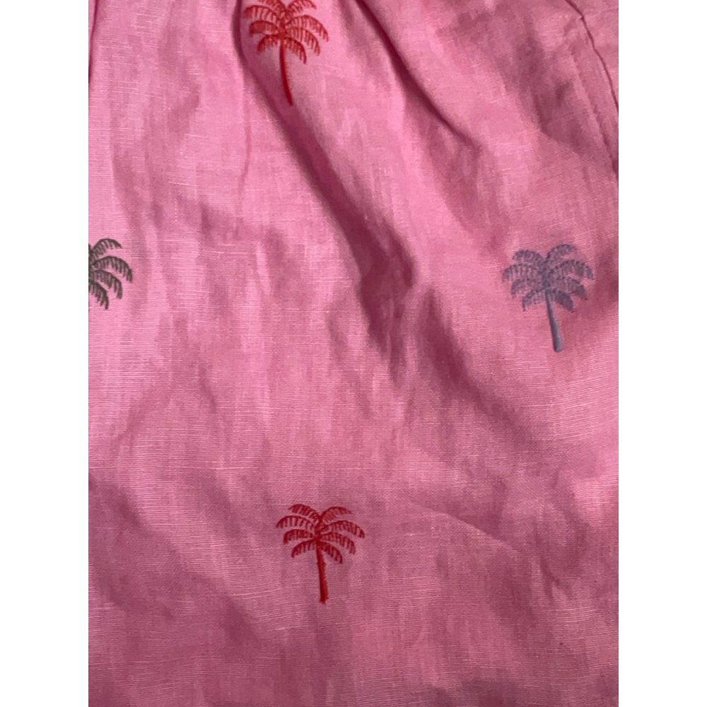 NWT Anthropologie FARM RIO Embroidered Pink Shorts Palm Trees Linen Size M - Picture 7 of 8